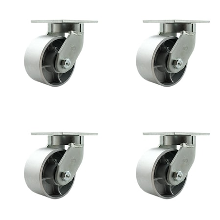 Service Caster 6'' Heavy Duty Semi Steel Cast Iron Caster Set with Swivel Locks , 4PK CRAN-SCC-KP92S630-SSR-BSL-4